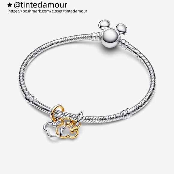 Pandora Disney Mickey Mouse & Minnie Mouse Splittable Dangle Charm - Picture 3 of 5